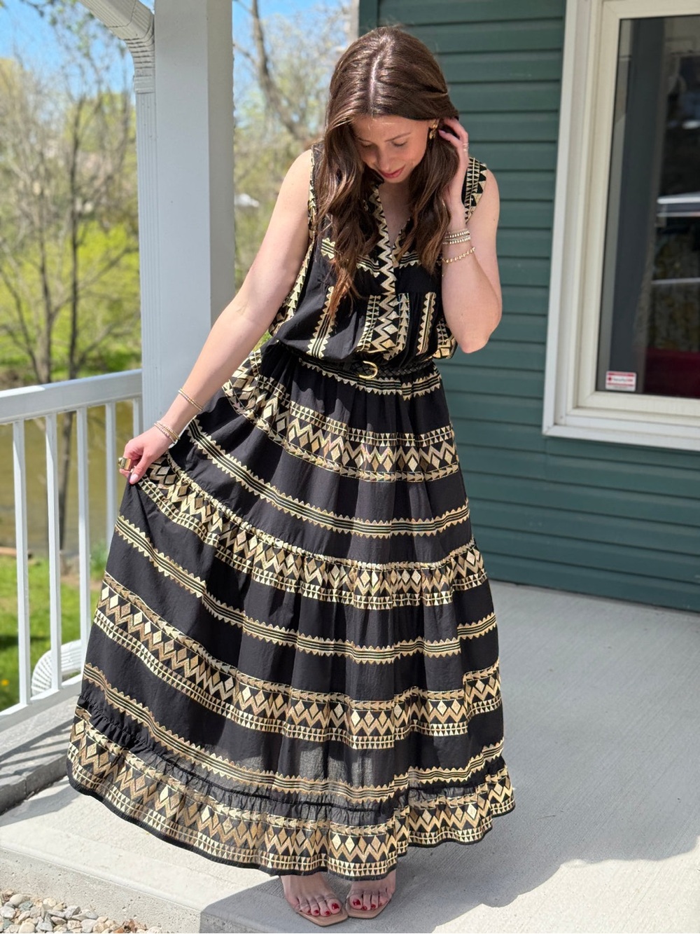 AETHER CONCEPT GOLDEN SANTORINI MAXI DRESS Size Medium - Picture 9 of 15